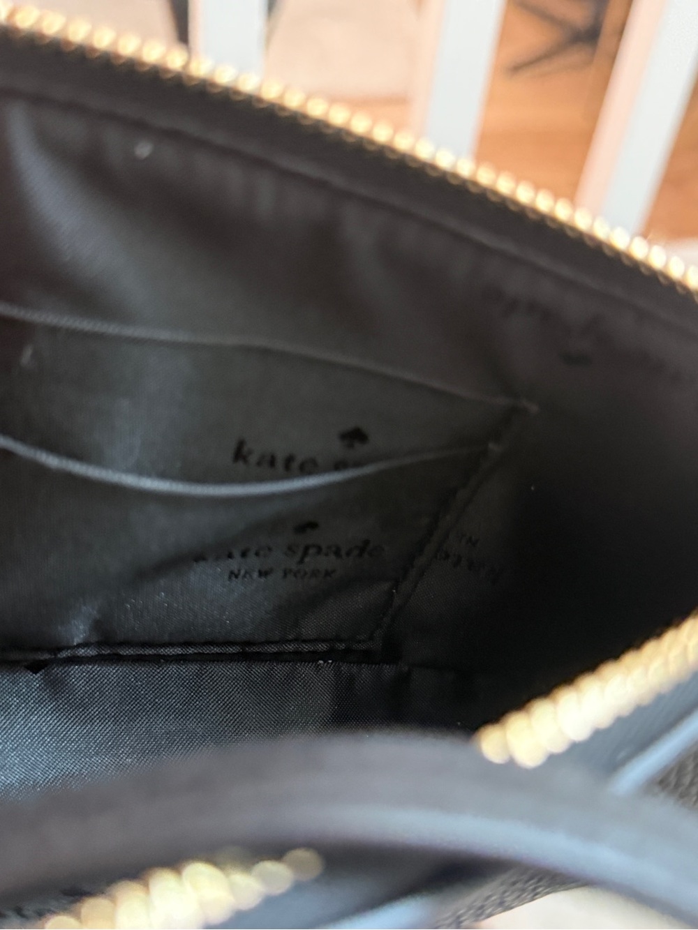 kate spade Black Pebbled Leather Mini Shoulder Pouch with Gold Spade Hardware - Picture 6 of 7